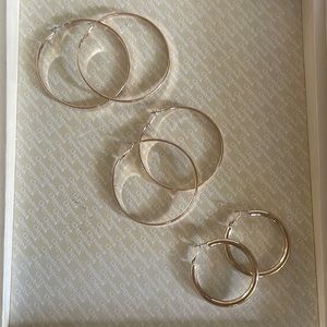 Set of Three Gold Tone, Lever Back Hoops